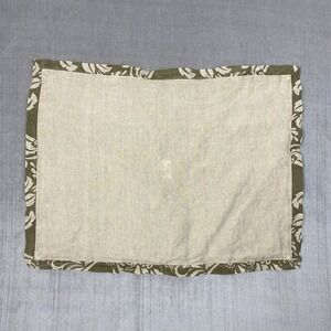 100% Linen Sham‎ Pillowcase 20 x 26 Natural Beige Olive Border Button Closure